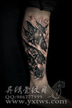 欧美3D机械腿纹身
