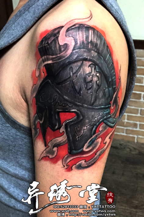 古希腊战士头盔纹身