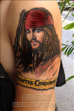 加勒比海盗肖像纹身